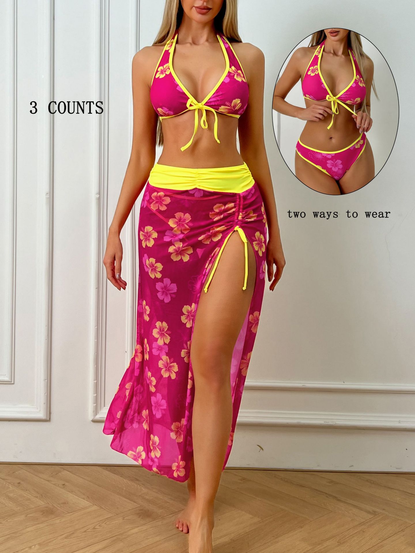 Bikini 3 pièces floral