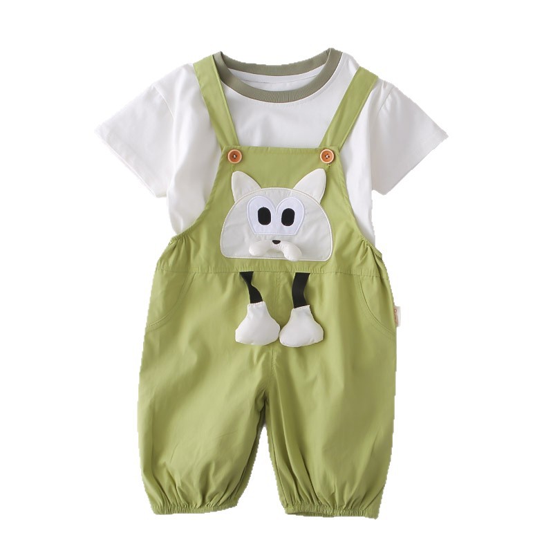 Short sleeved fox overalls two-piece set