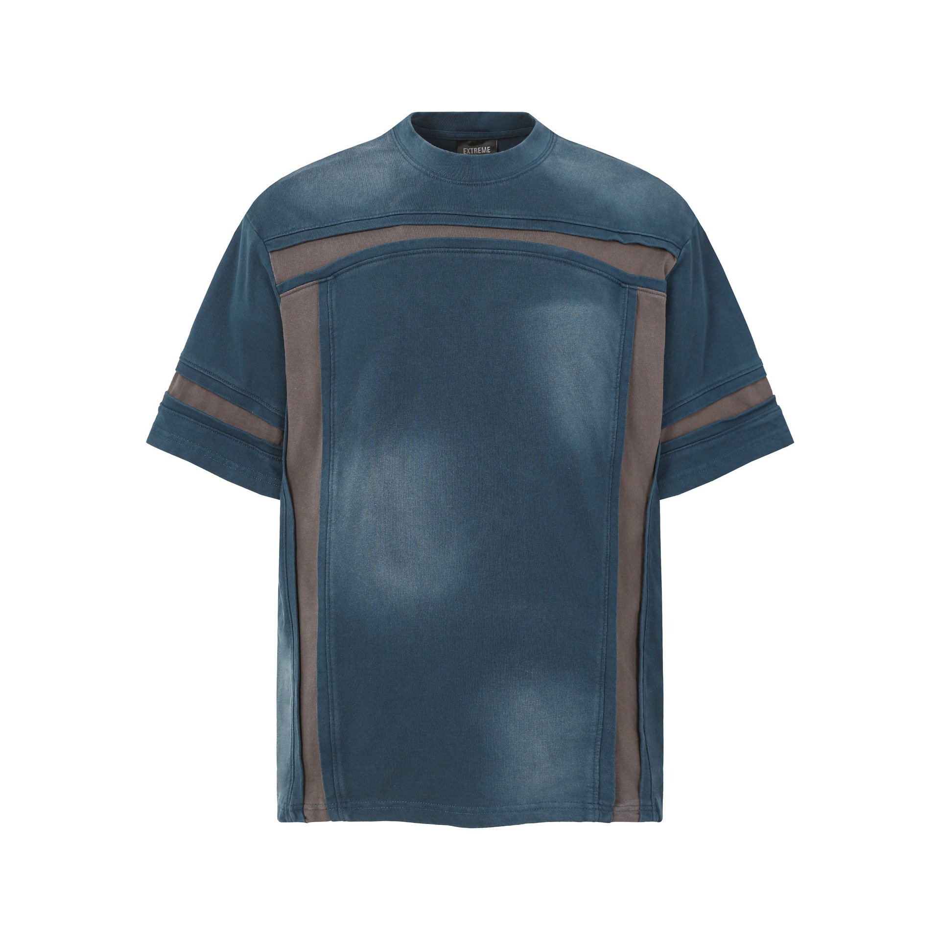 Color collision deconstruction splicing short sleeved shirt