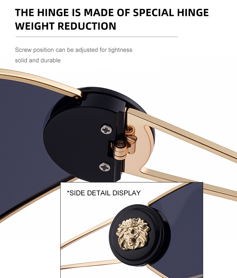 Women's sports shades — metal frame detail