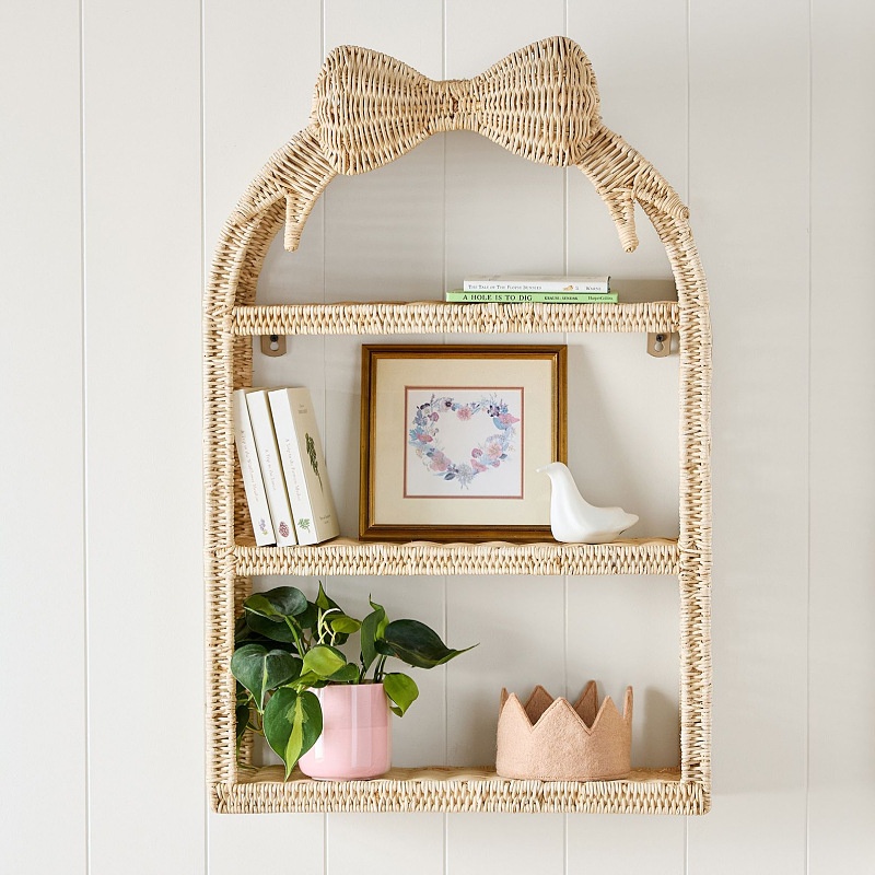 Butterfly Woven Storage Basket Wall Decoration Shelving Practical Hanging Ornament for Kids' Room