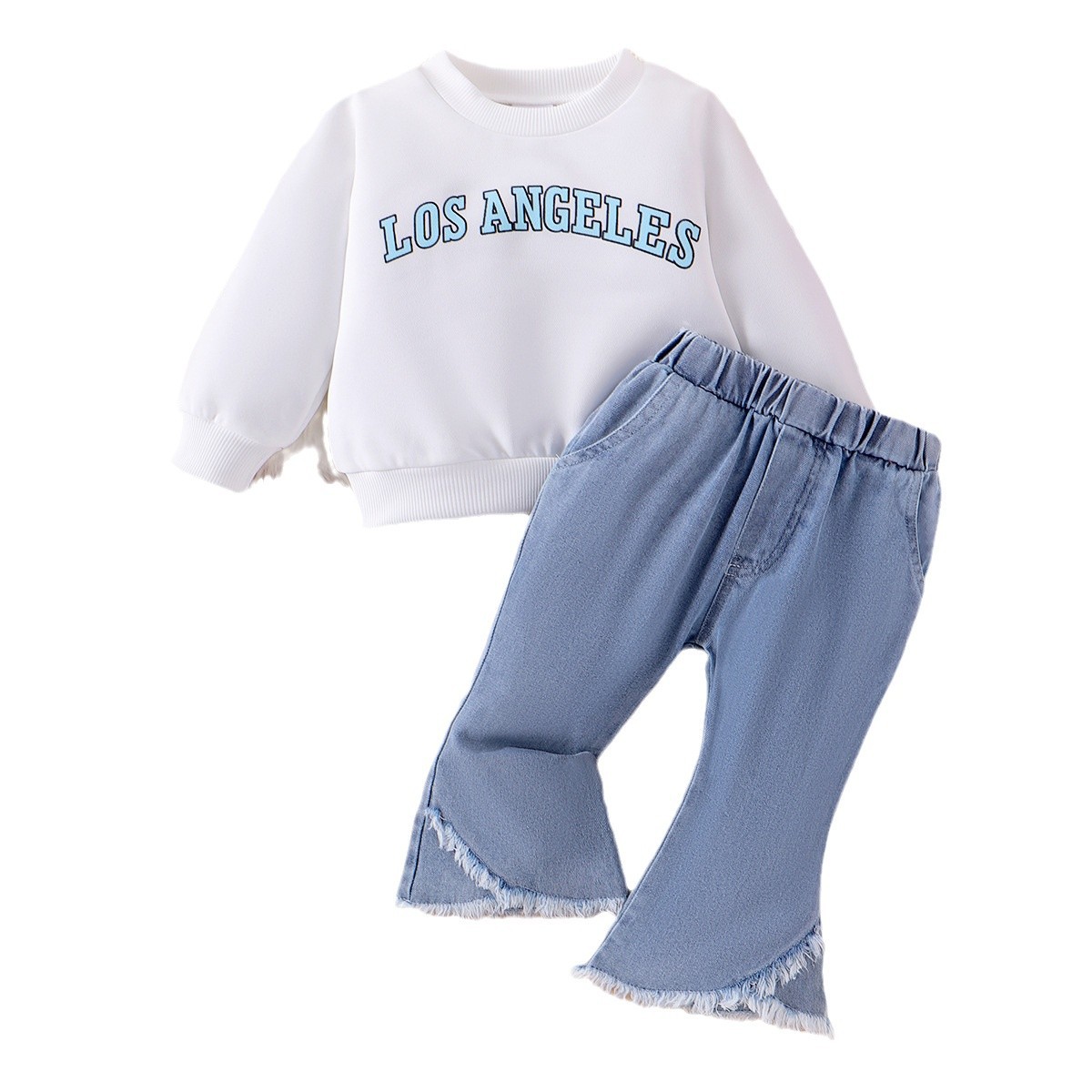Round neck letter printed hoodie and pants two-piece set