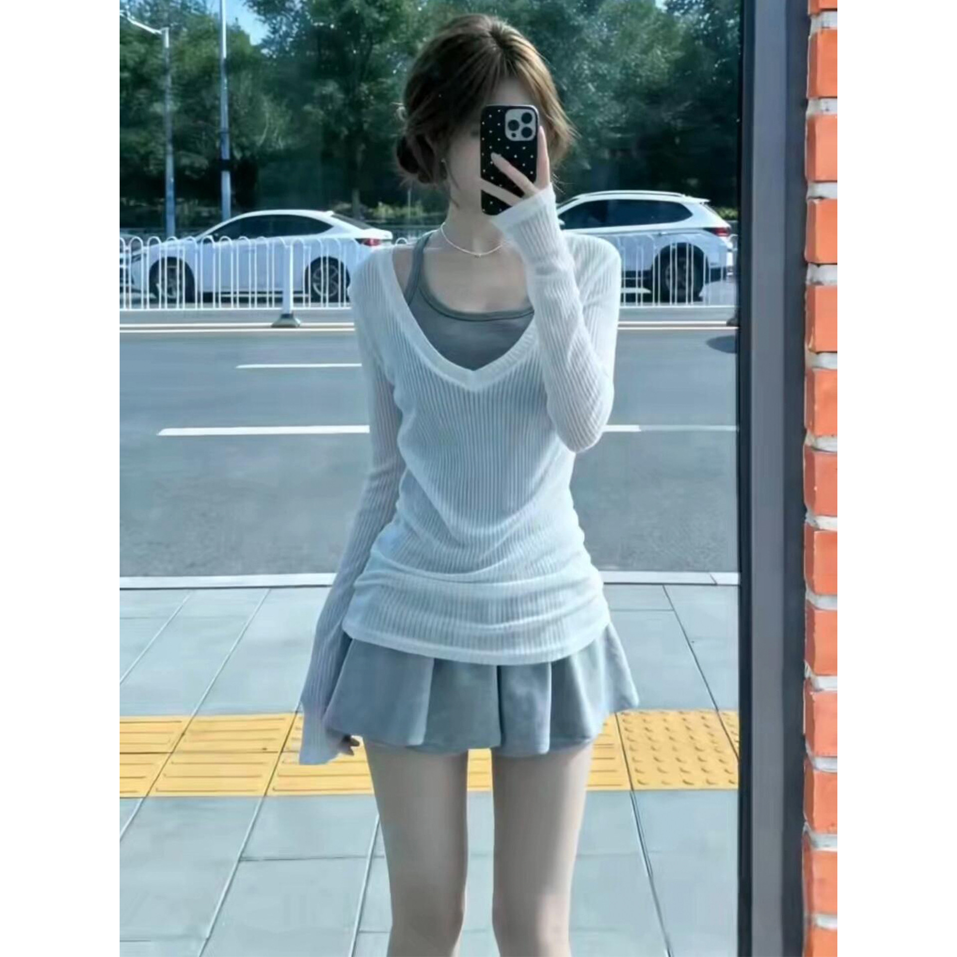 V-Neck Knit Top for Women