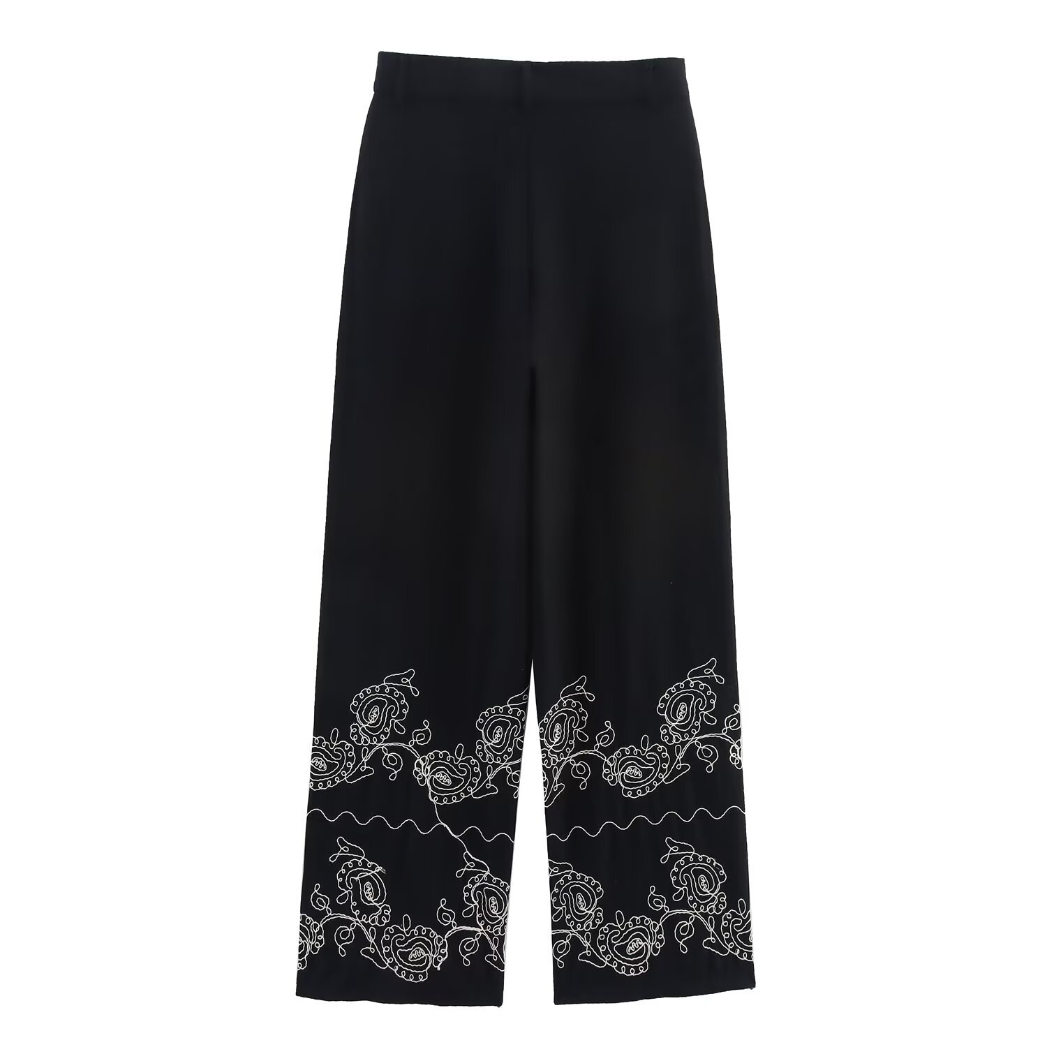 Copy of Casual versatile embroidered wide leg pants