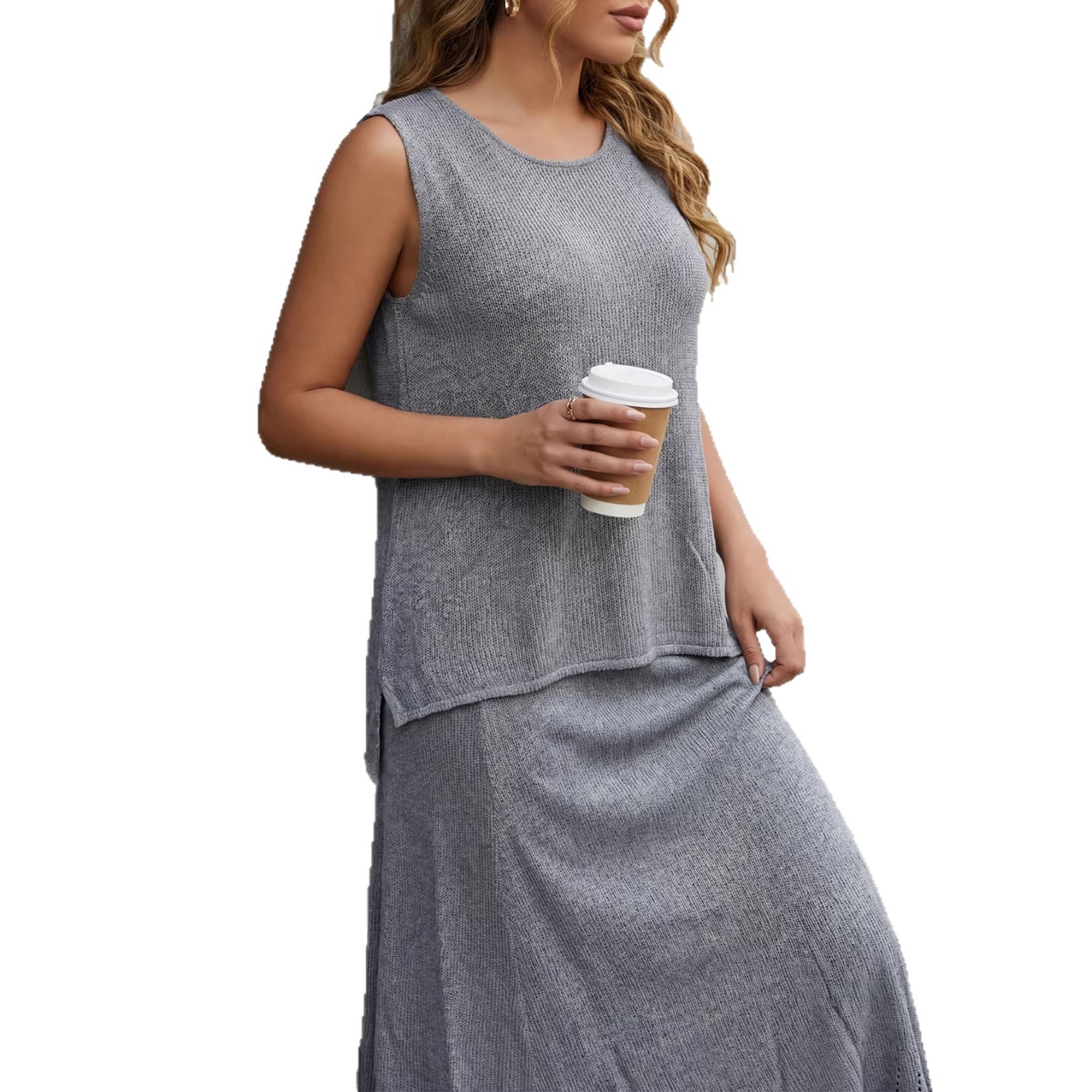 Sleeveless Irregular Crop Top Loose A-line Dress Two-Piece Set