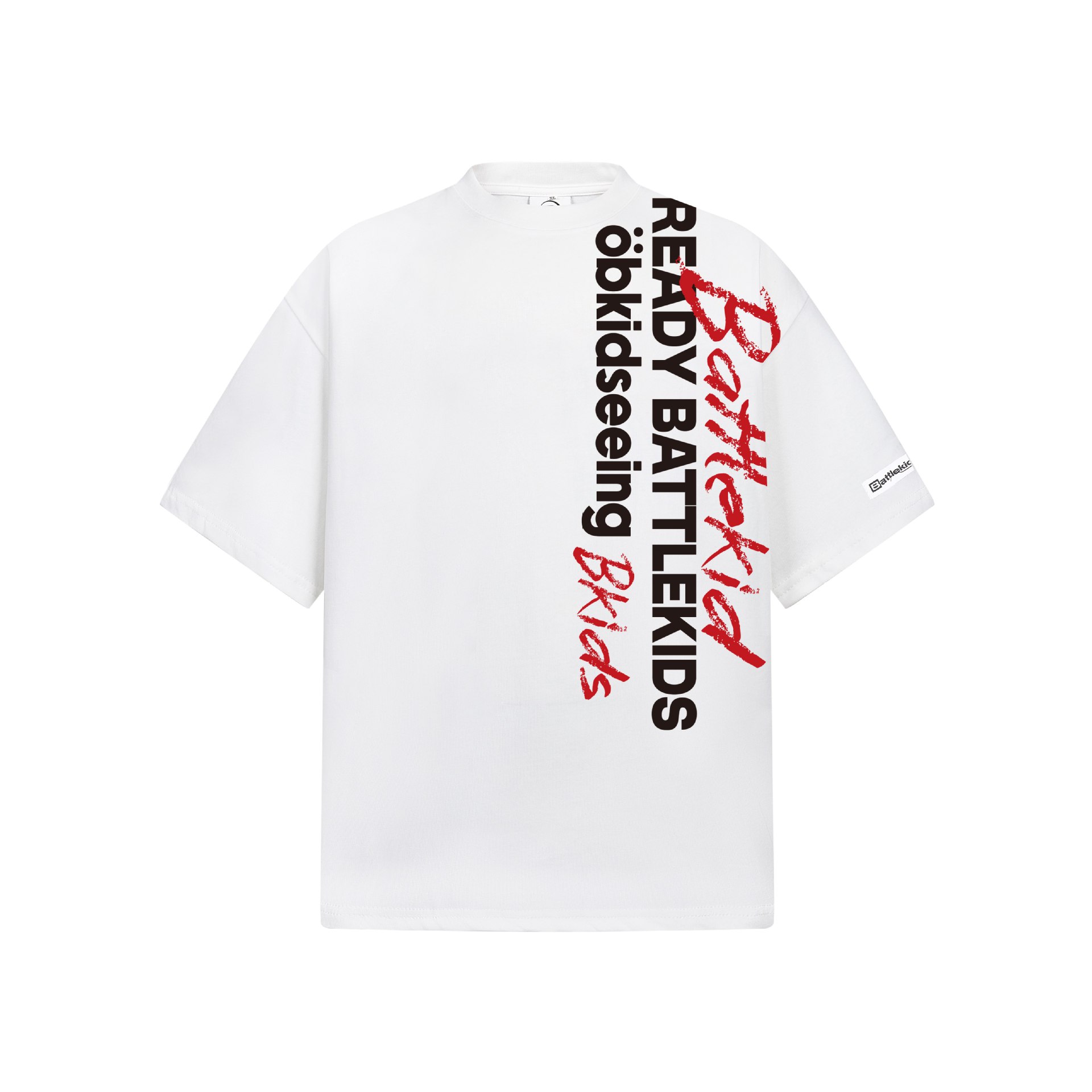 Vertical slogan printed T-shirt design detail 5