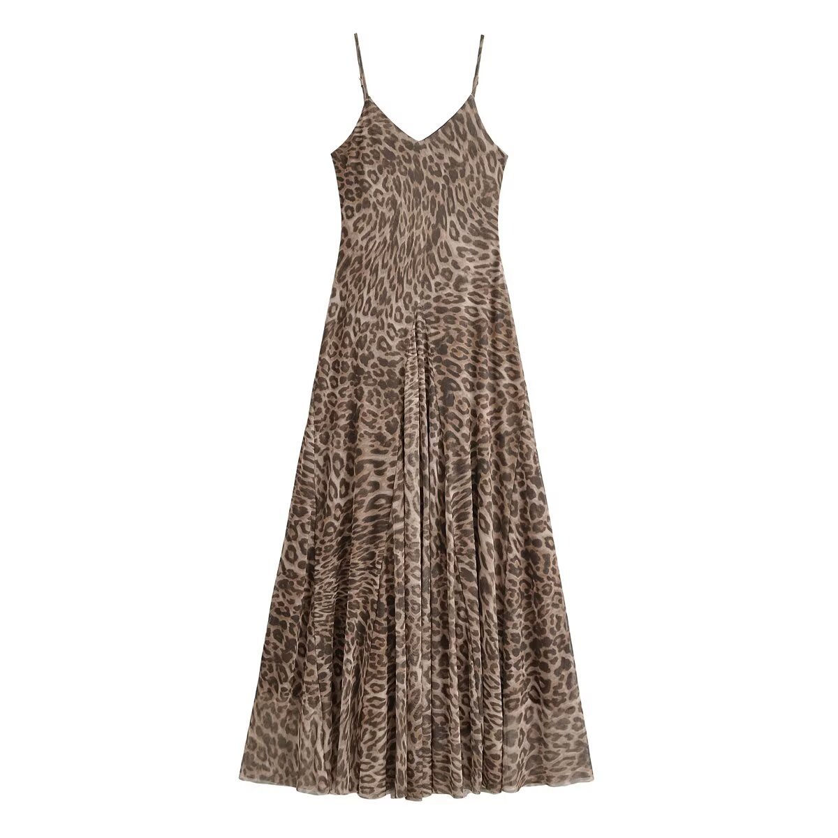 Spicy girl leopard print V-neck long dress