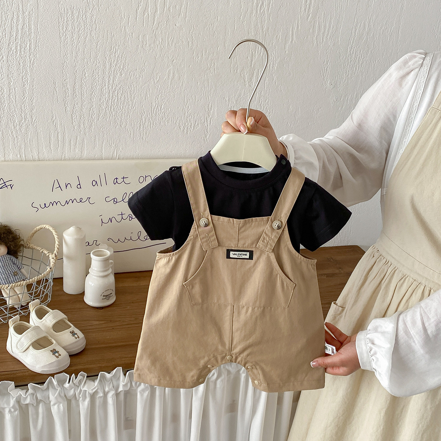 Baby Boy Summer New Casual Simple Dianxi Infant Lightweight Overalls Crawler Two-Piece Set