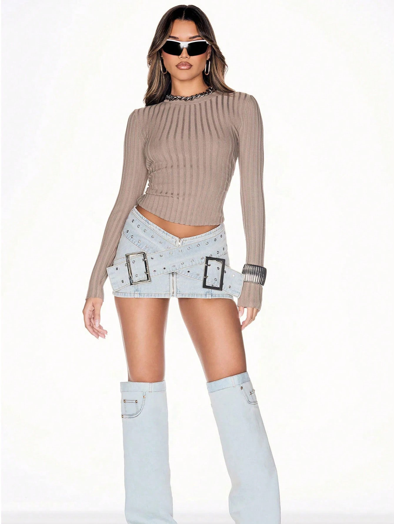 Women's Denim Bodycon Mini Skirt – Back View