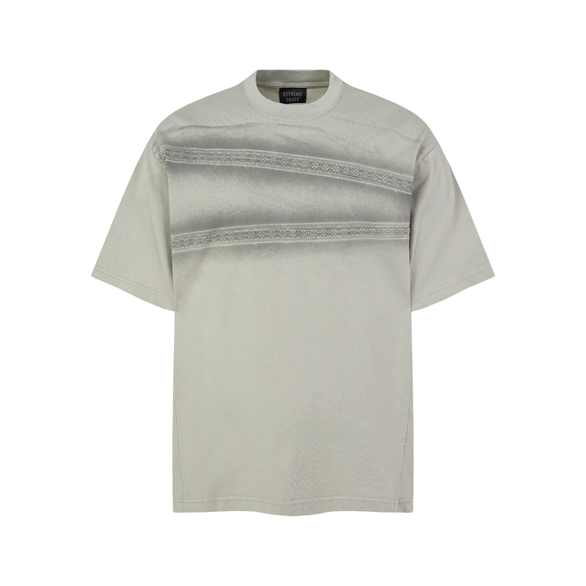 Vintage gradient splicing short sleeved shirt