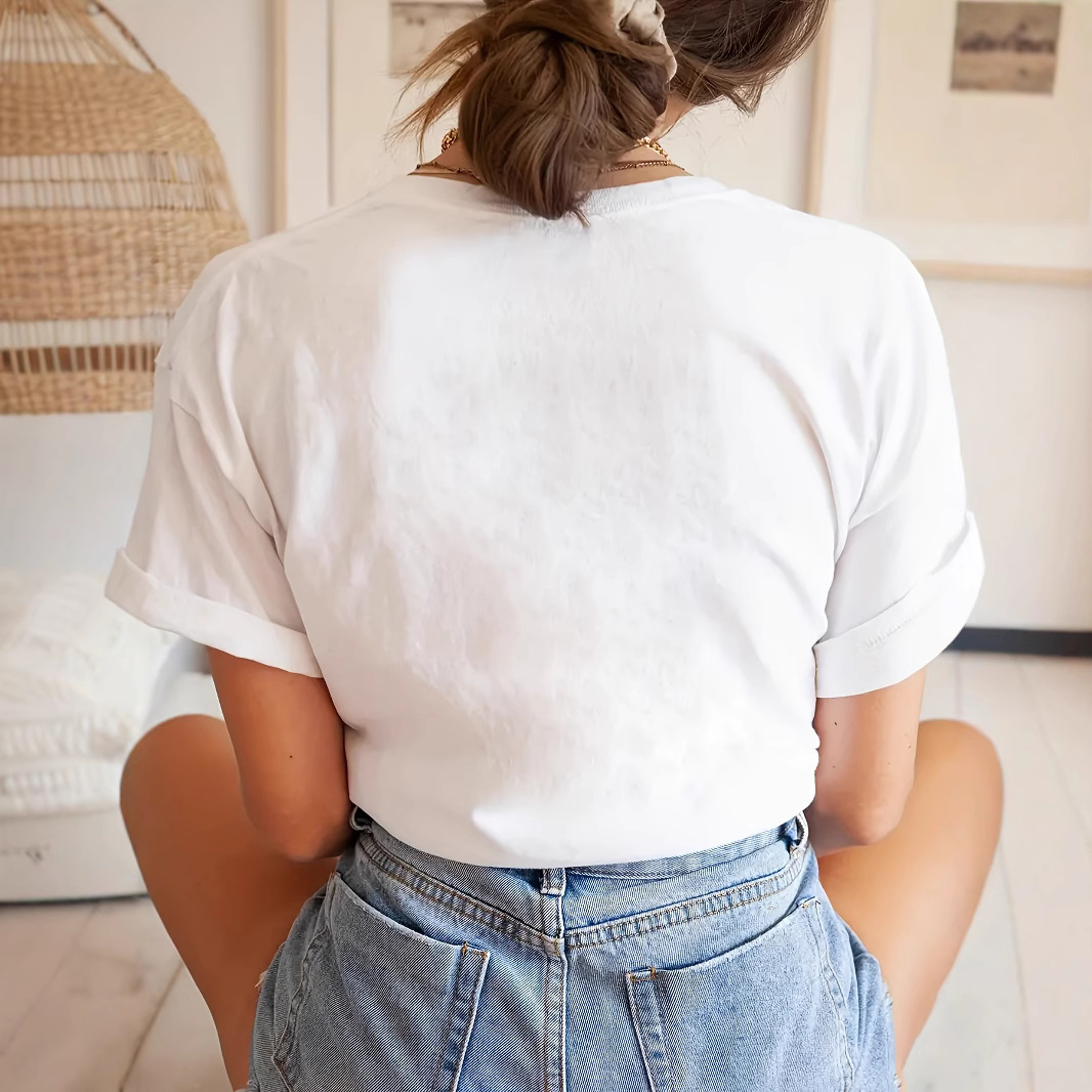 Close-up of 3D textured pattern on white T shirt top