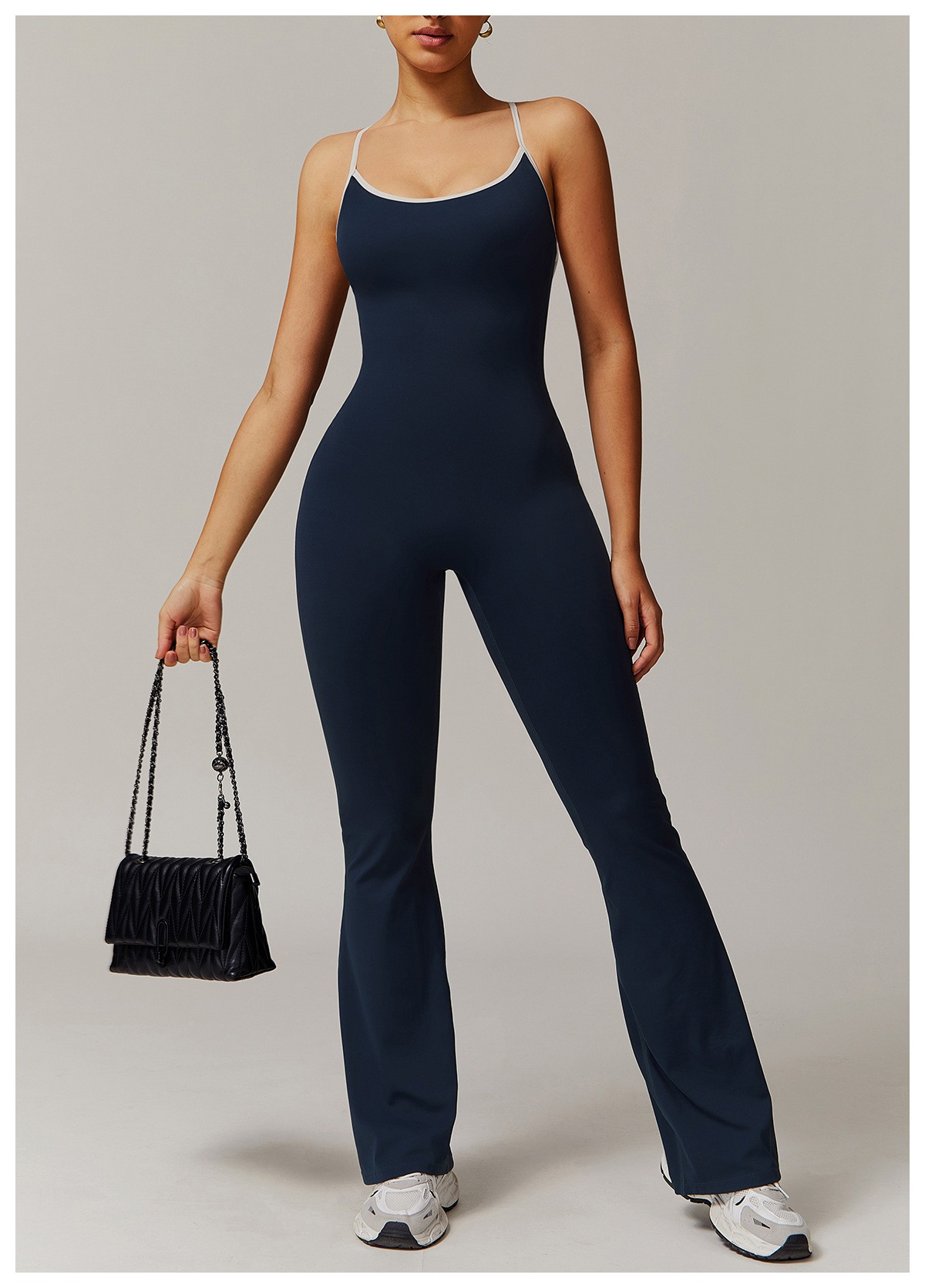 Women's Cross-Back Trumpet Jumpsuit – Gray Sport Fashion