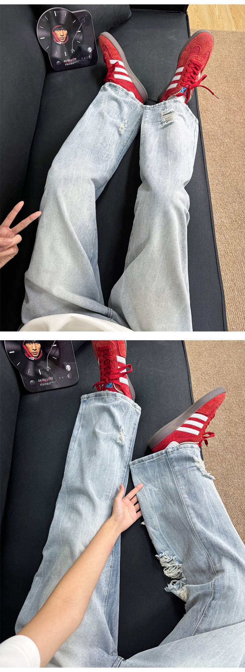 Y2K denim pants side view