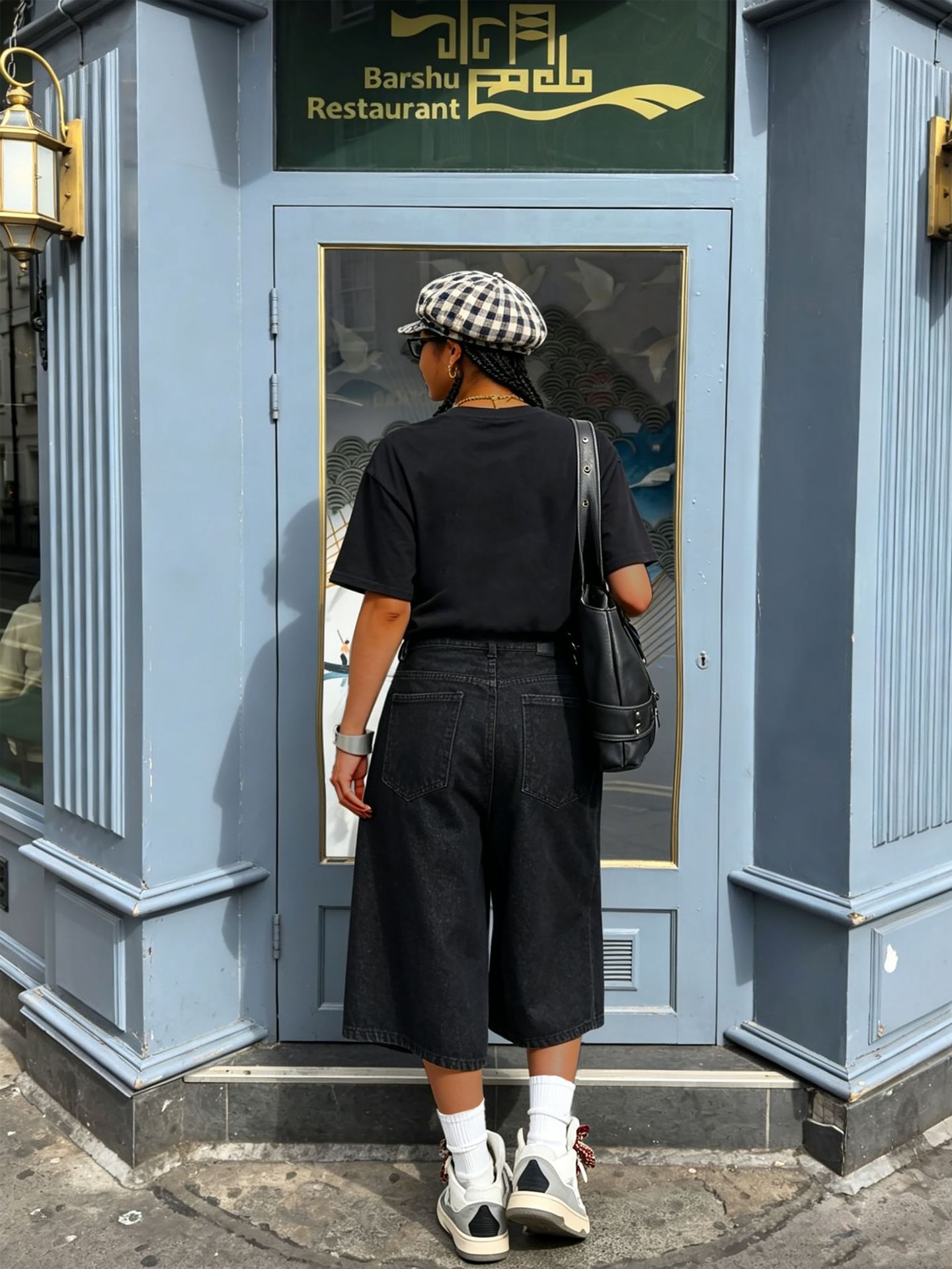 Asymmetrical Placket Denim Pants side view