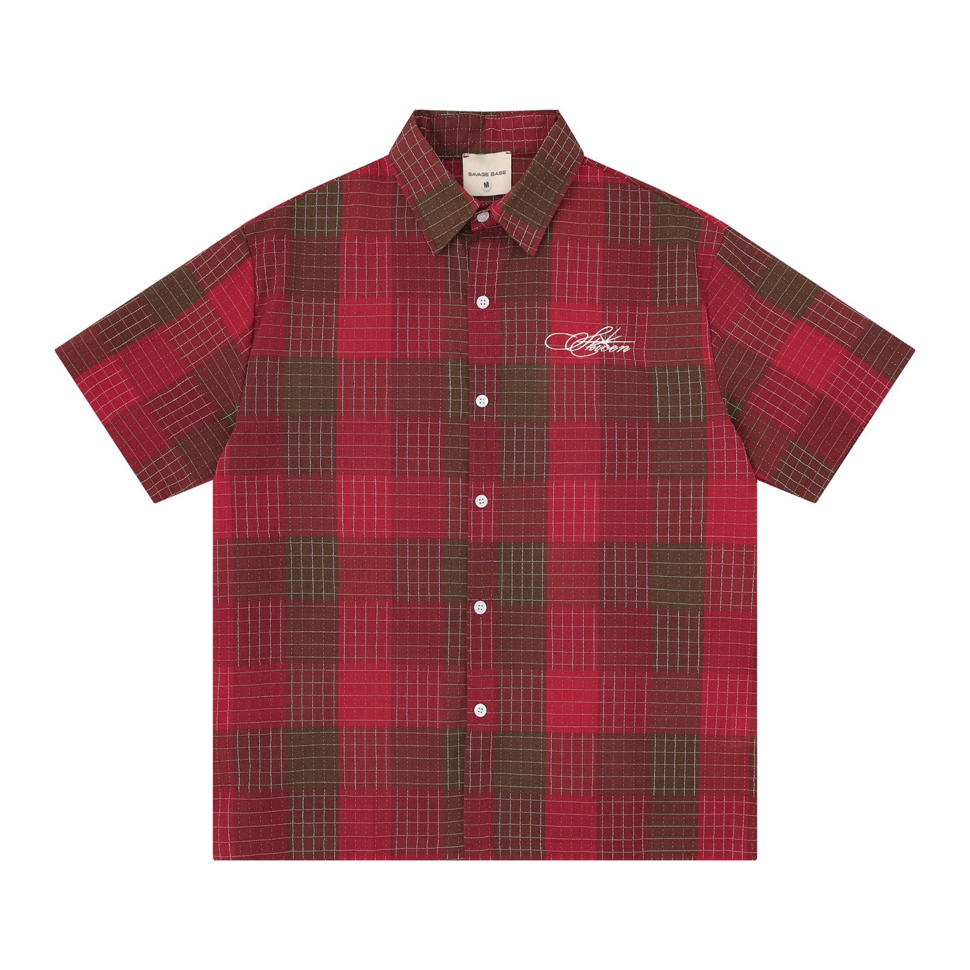 China Chic Emblem Letter Embroidered Short Sleeve Cotton Shirt - image 3