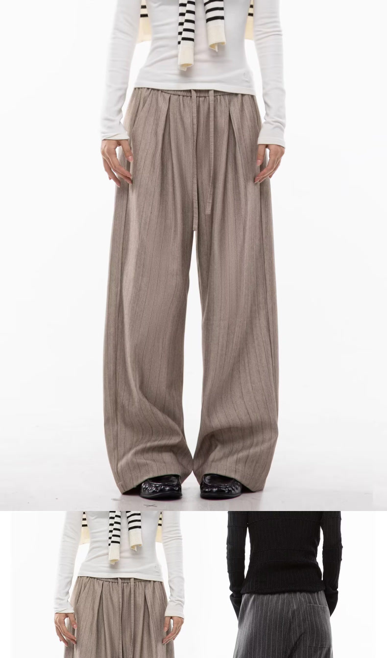 Unisex Wide Leg Striped Pants - front view