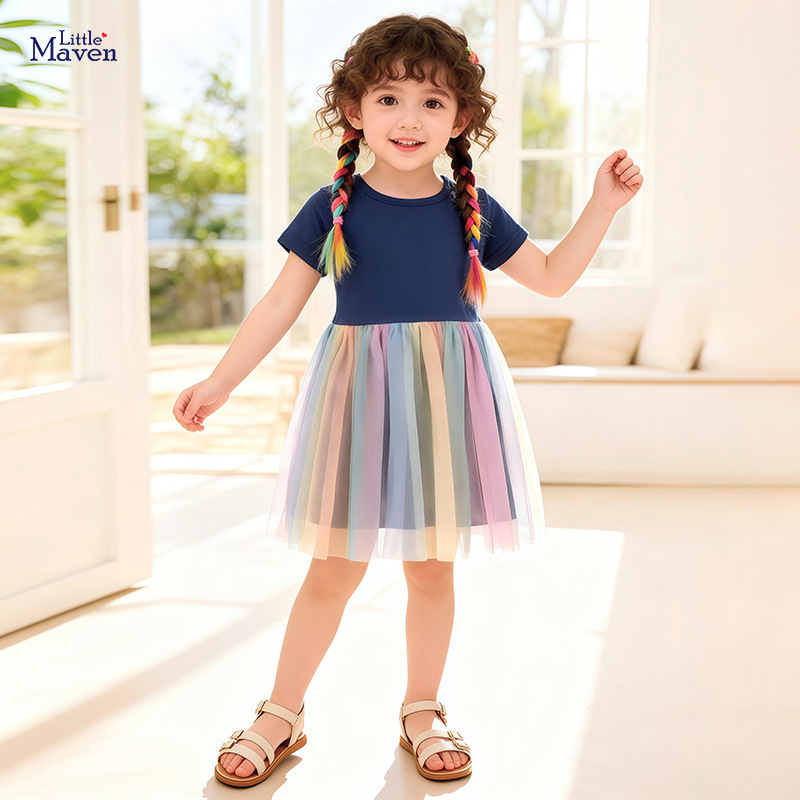 Style Summer Chiffon Dress for Girls Cute Lace Skirt Children's Clothing