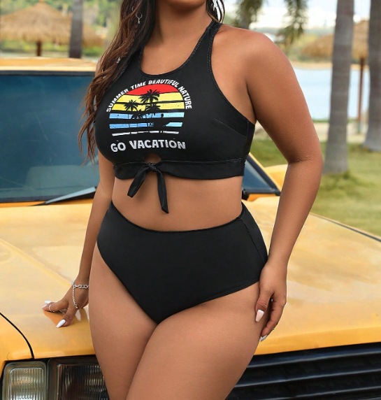 Printed Tie-Up Plus Size Bikini Swimwear for Women 8 4A31421578A976699833364834E6C4B0
