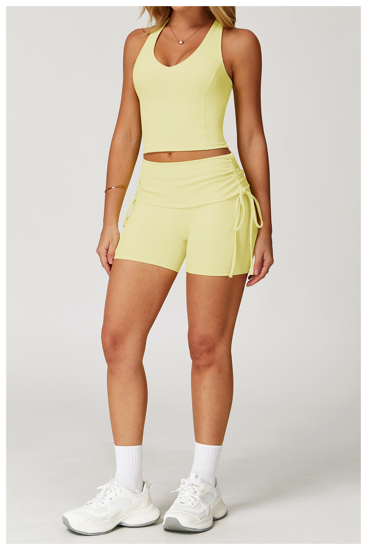 Women's Yoga Shorts – Tender Bud Yellow & Watermelon Powder