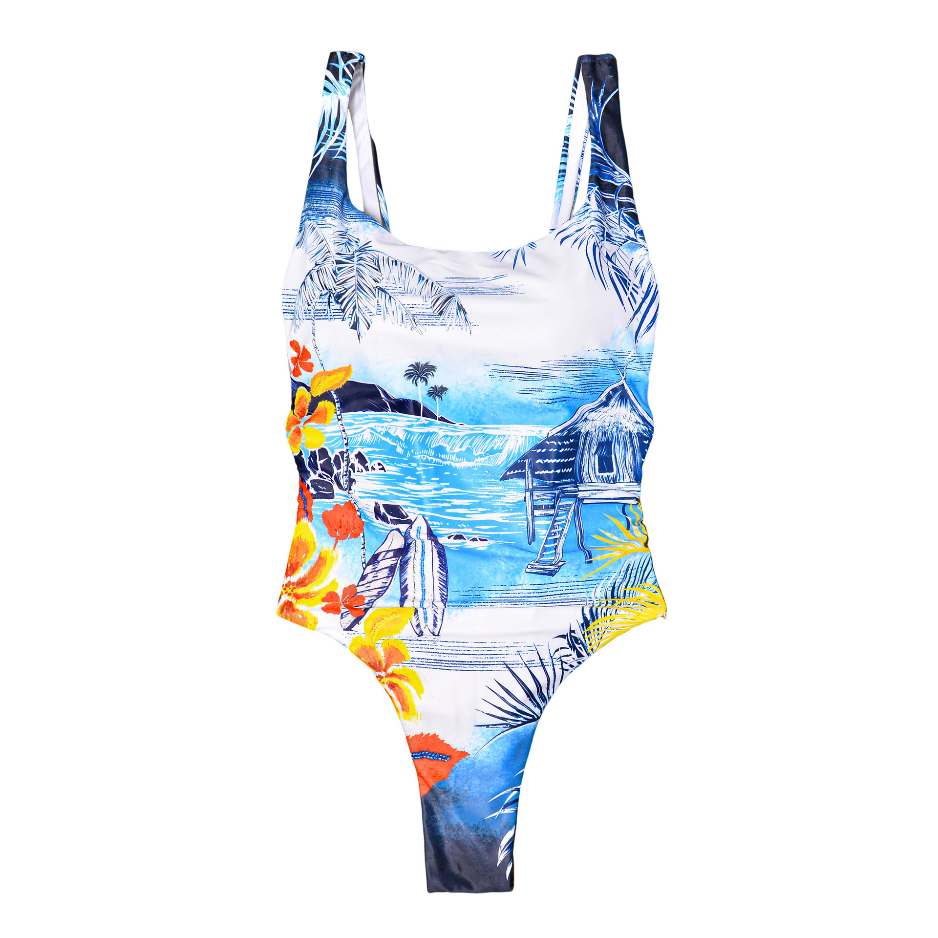 Swimsuit for Women with Positional Print High-Cut One-Piece Swimwear