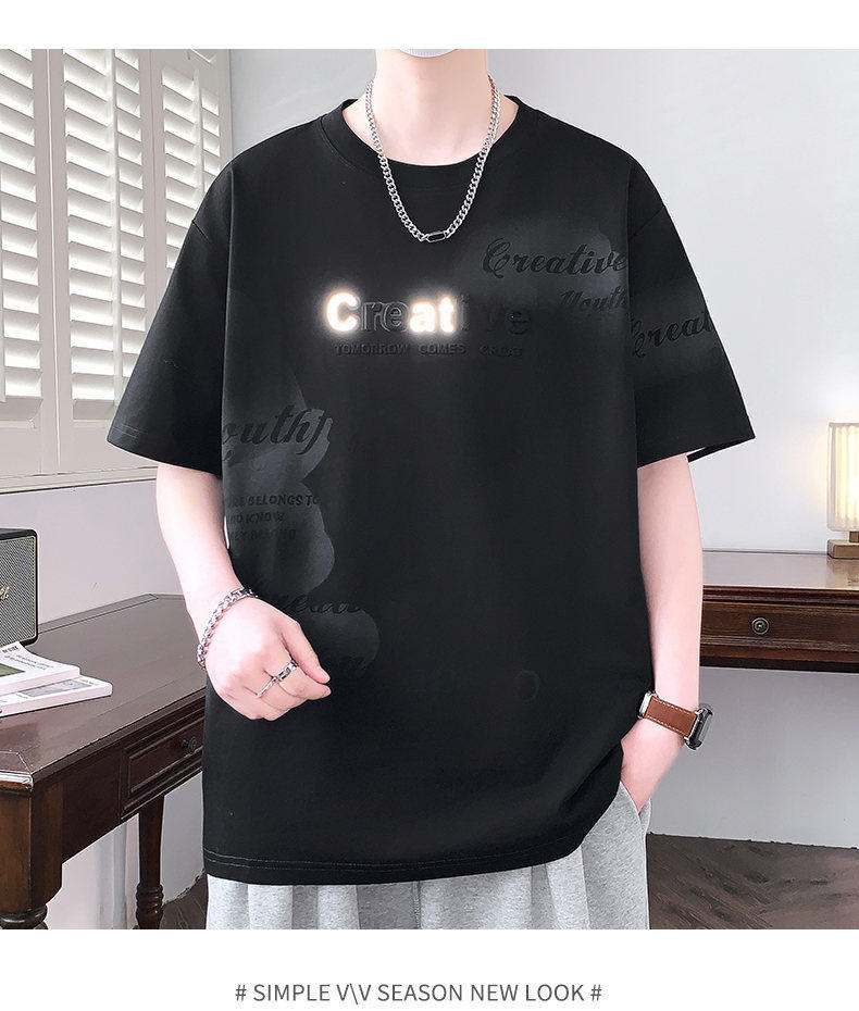 Hong Kong Style Letter Print T Shirt - fabric texture
