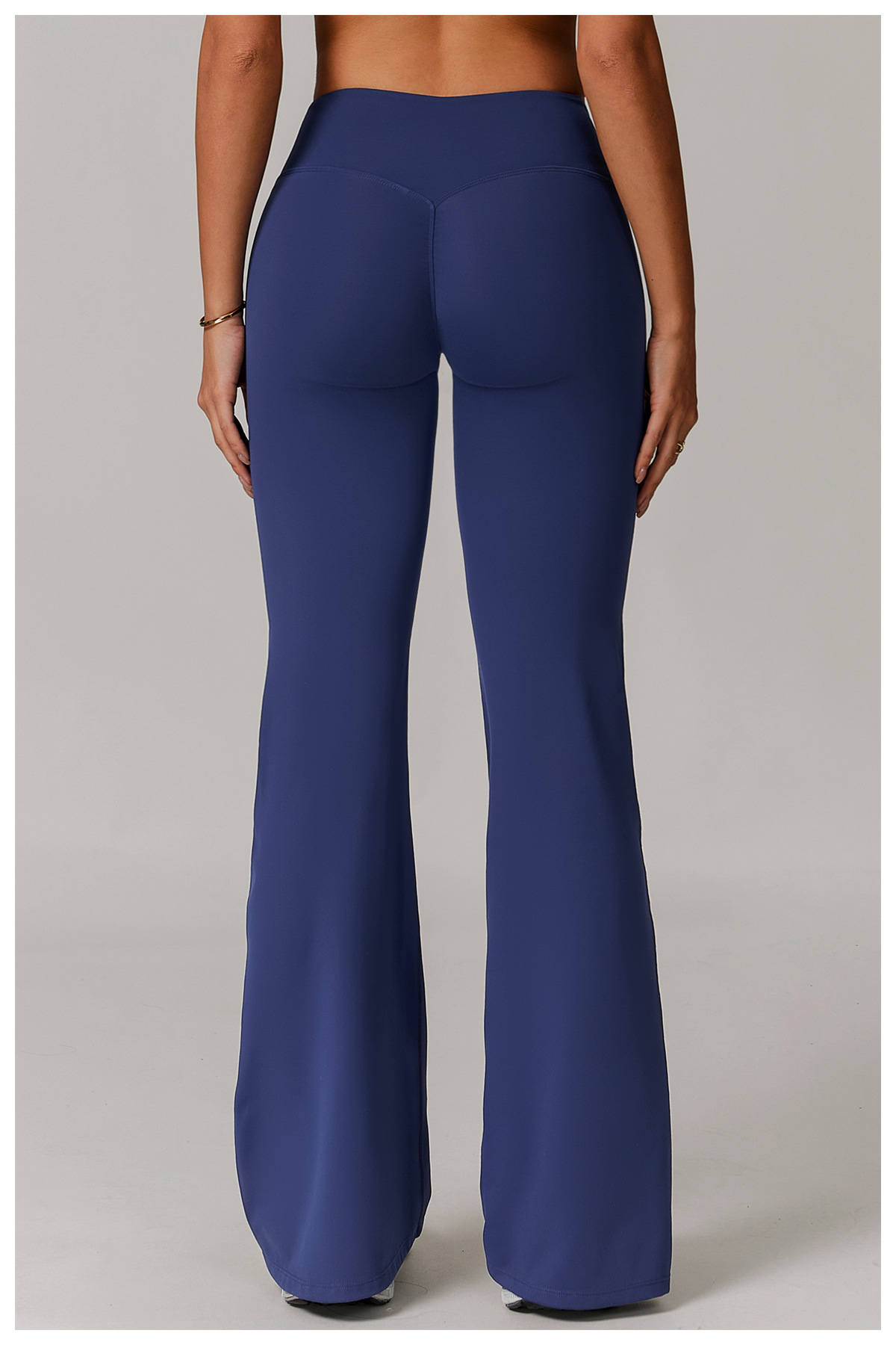 Women's High-Waist Flared Fitness Pants – Navy Blue
