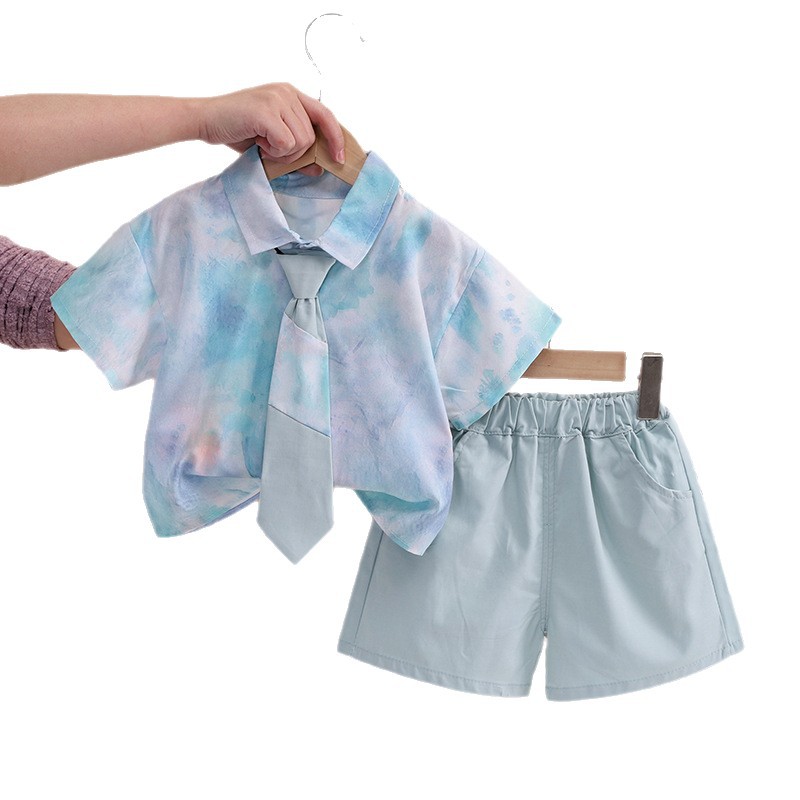 Short sleeved shirt shorts two-piece set