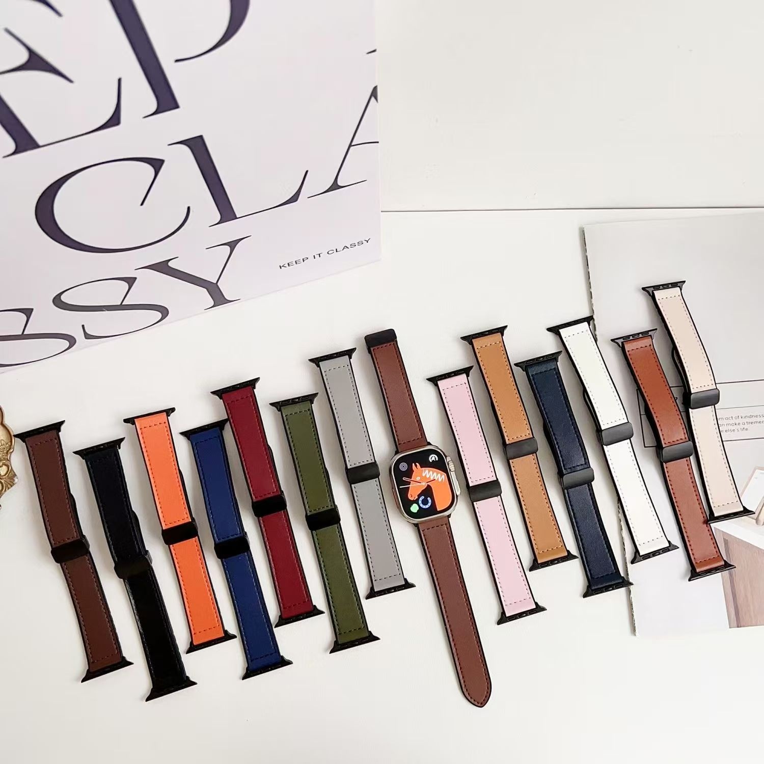 Apple Watch Silicone Strap with Magnetic Buckle (Crazy Horse Texture)