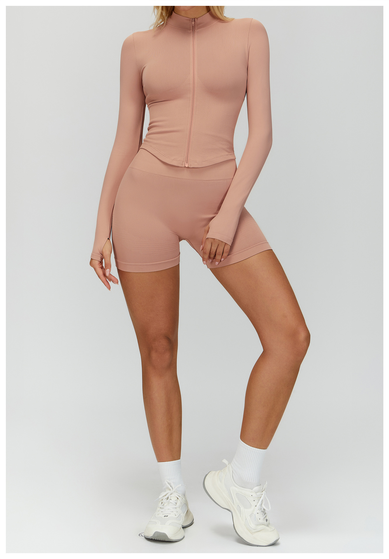 Women's High-Waist Yoga Shorts – Peach Pink & High-End Black