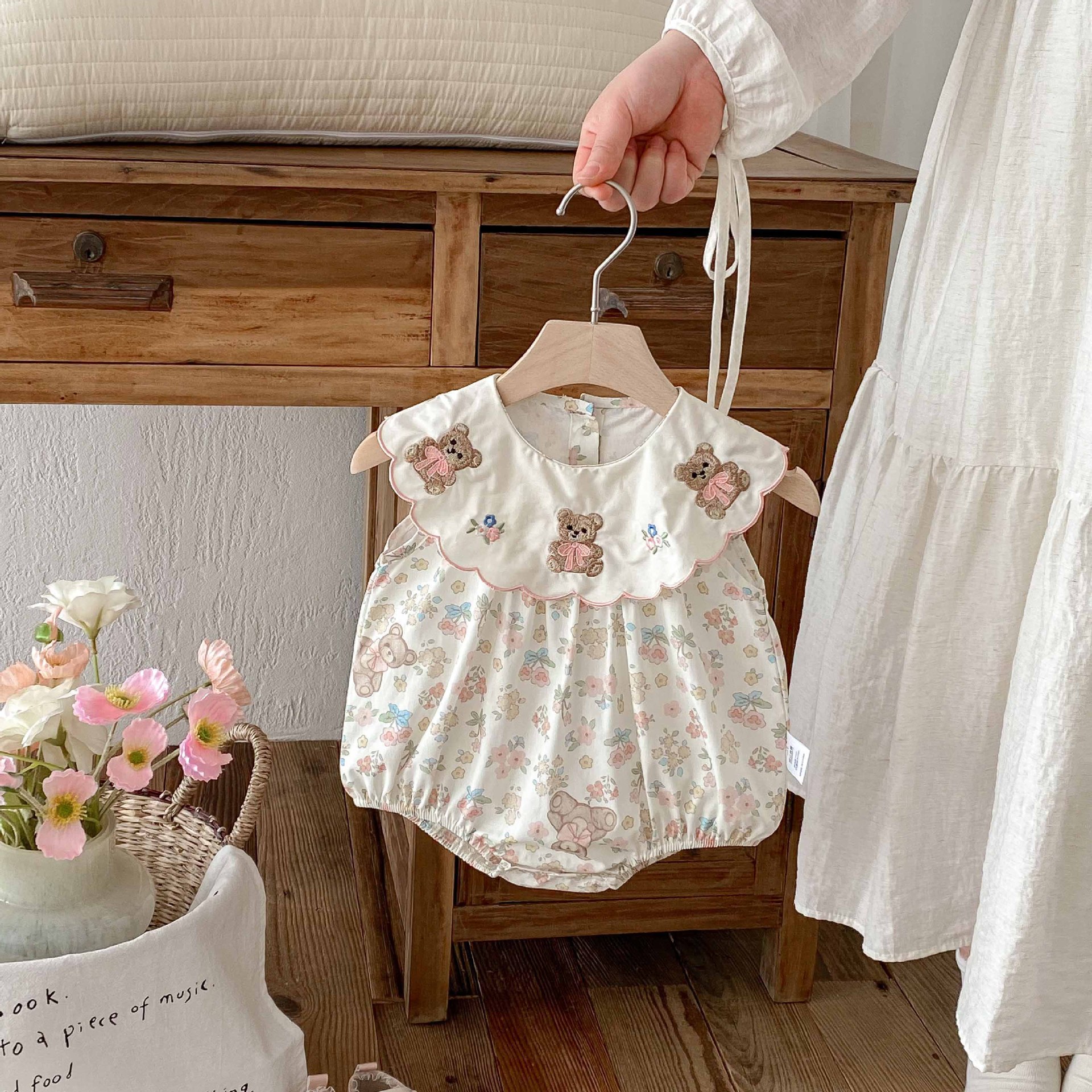 Baby Summer Newborn Clothes Baby Girl Romper Cute Bear Crawler Thin Cotton Onesie