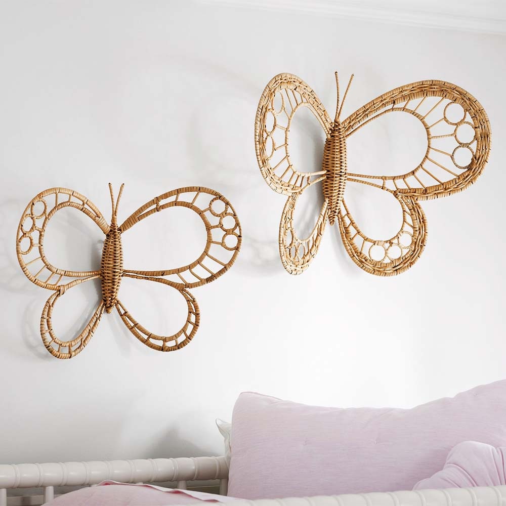 Scandinavian Style Woven Decorative Grass Butterfly Wall Hanging for Home, Hotel, Photo Props and