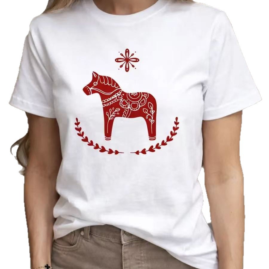 Round neck loose short sleeved T-shirt