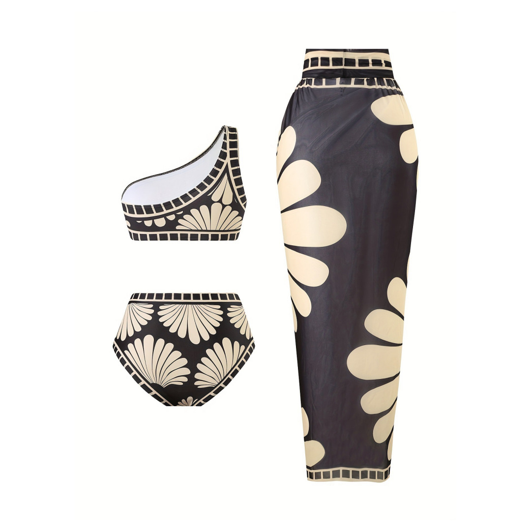 Bikini top met schuine schouder print