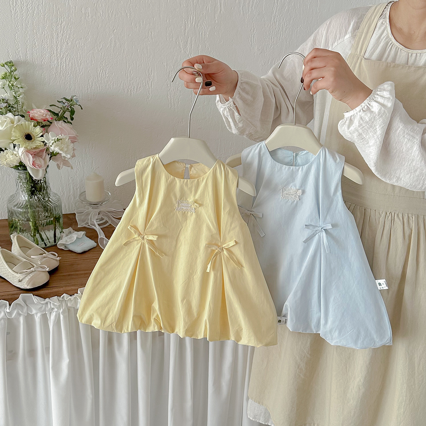 Cute Floral Bloom Dress for Girls, Summer Casual Bow Backless Romper Dress