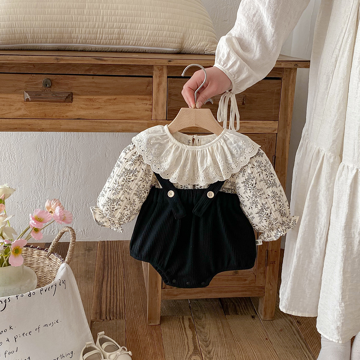 Baby Clothes Spring Outfit Girl Baby Floral Romper Overall Pants Set Spring Autumn Outerwear