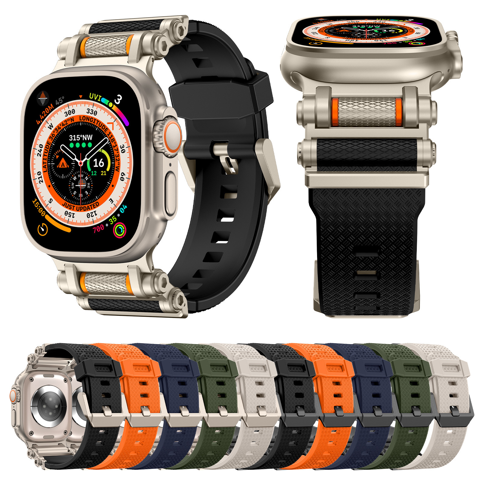 Carbon Fiber Pattern Silicone Band for Apple Watch / Samsung Galaxy Watch 2