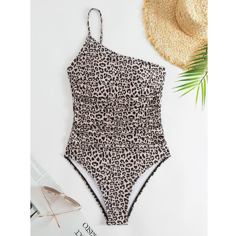 Leopard print one-piece swimsuit