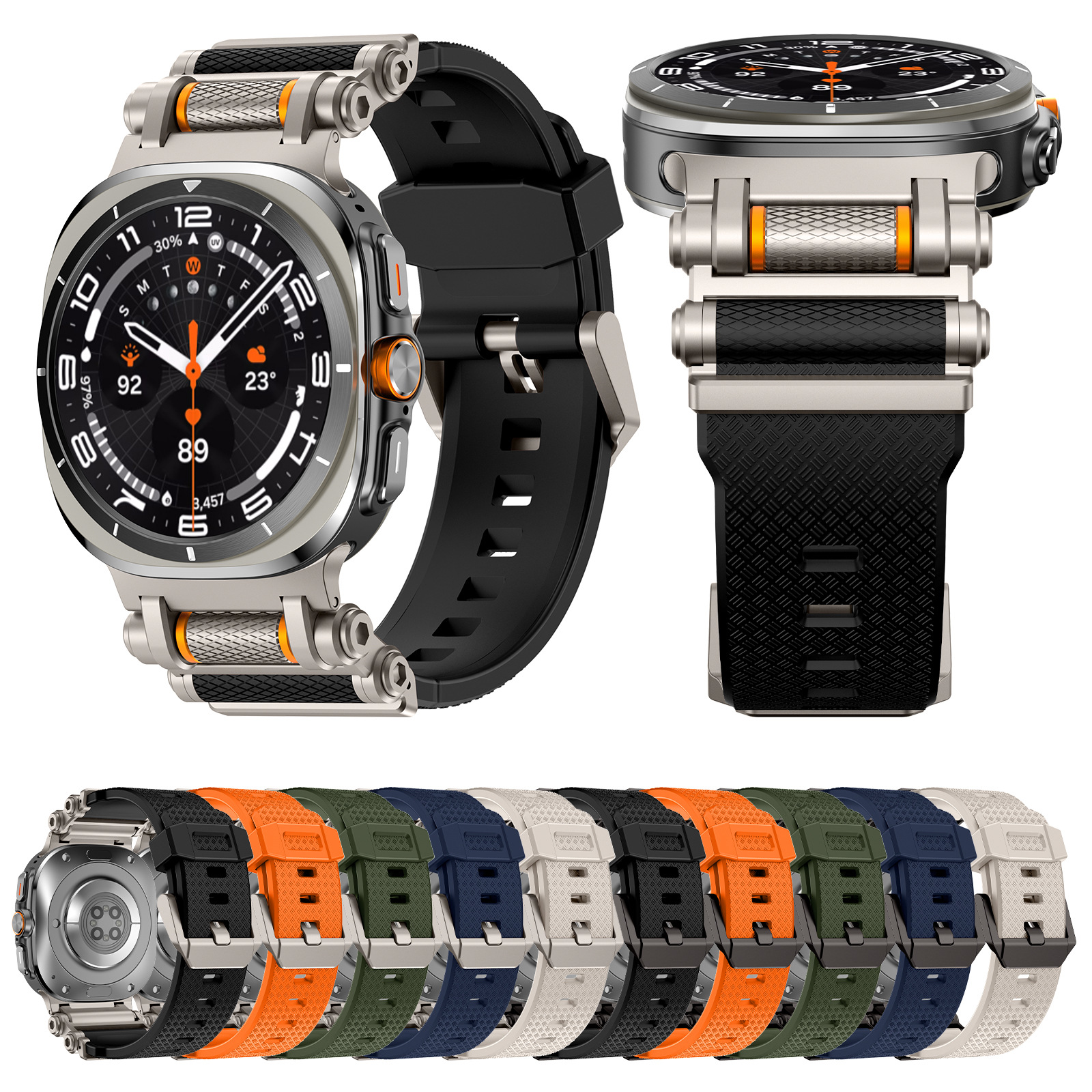 Carbon Fiber Pattern Silicone Band for Apple Watch / Samsung Galaxy Watch 3