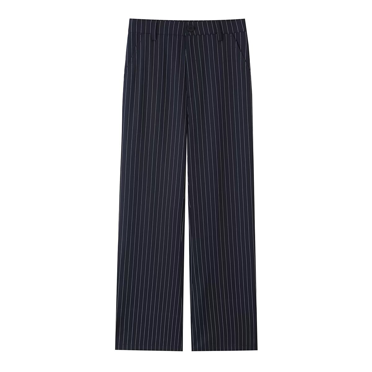 Commuting style slim striped straight leg pants