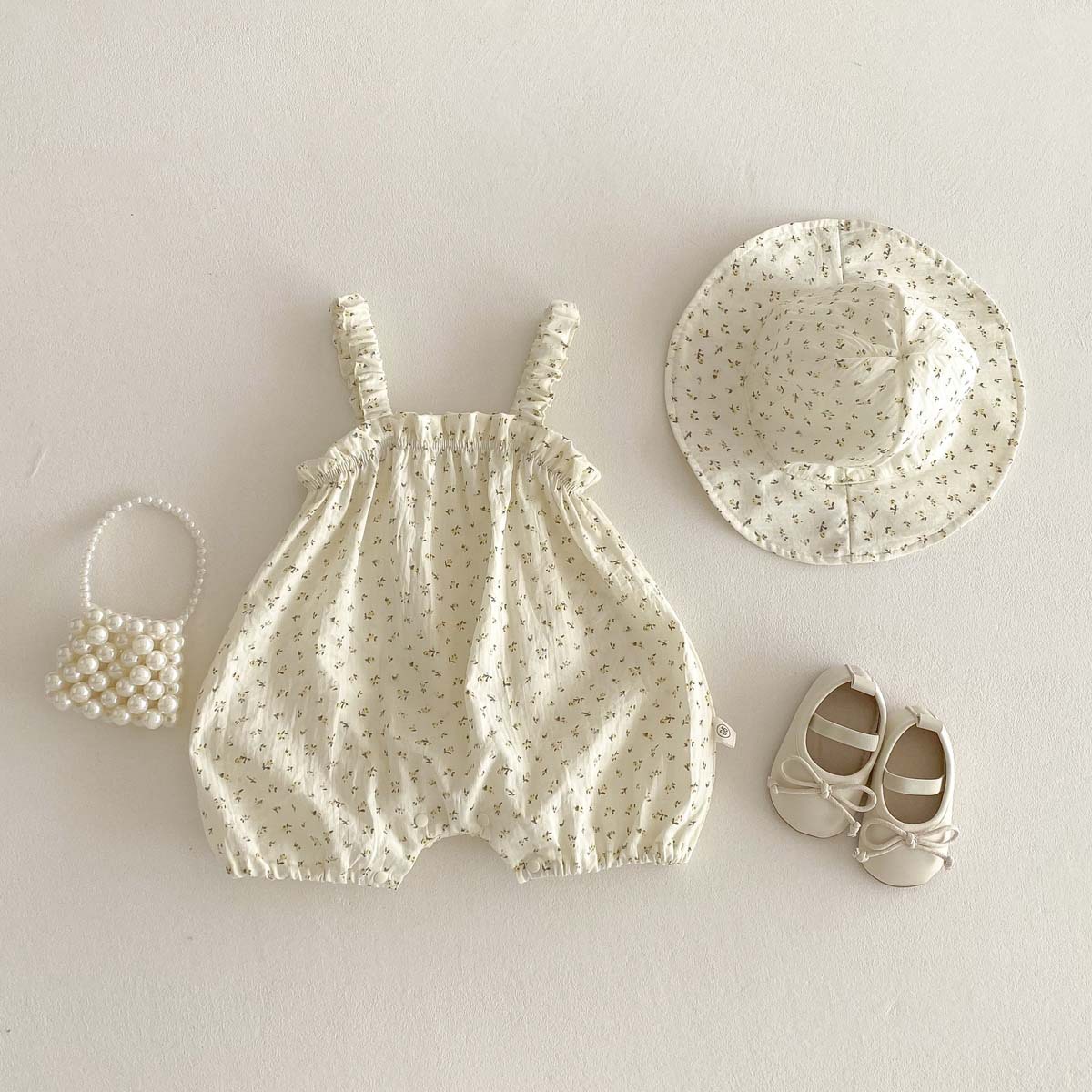 Cute Summer Baby Romper Short Sleeve Onesie for Boys and Girls Lightweight Straps Floral Pattern