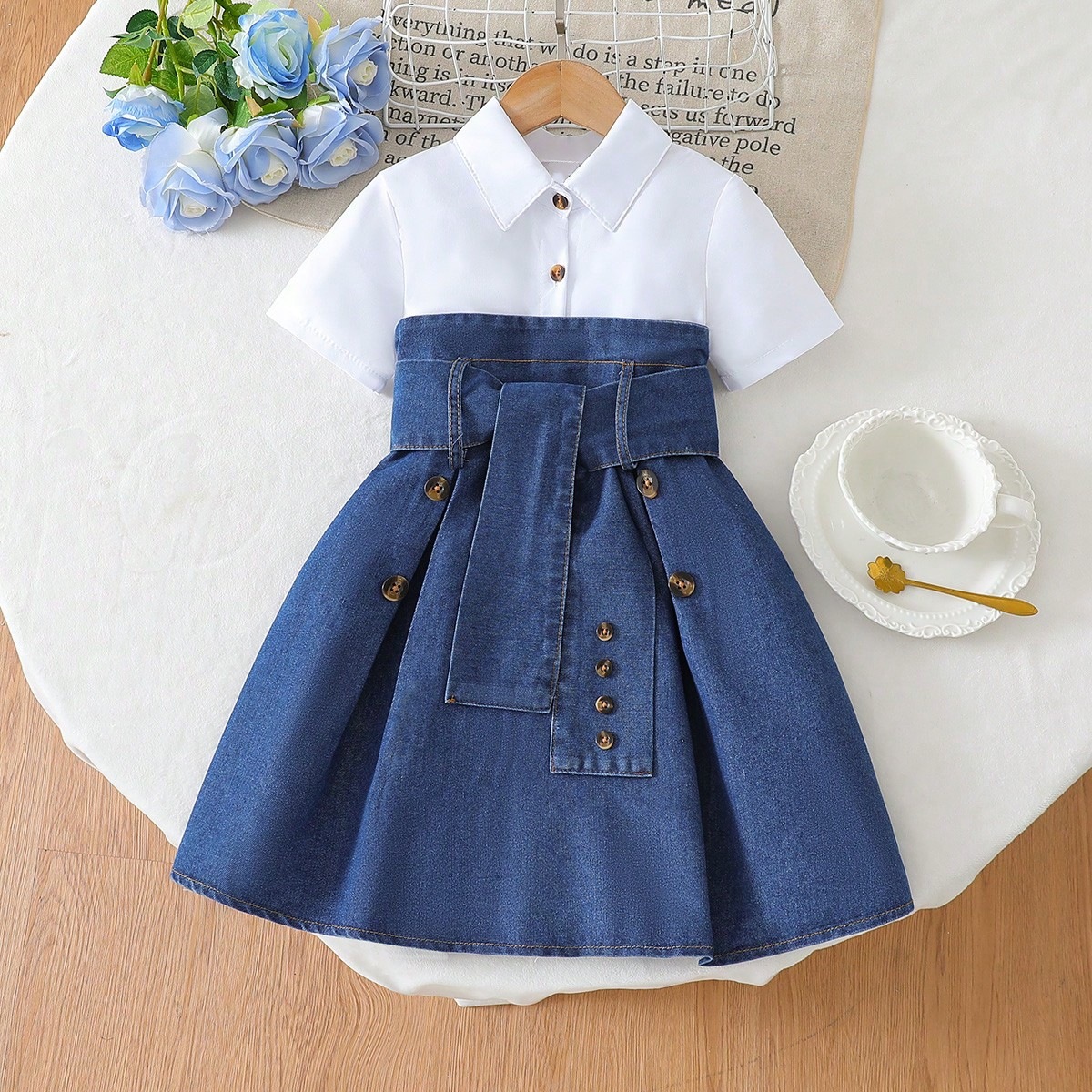 Cowboy patchwork solid color dress