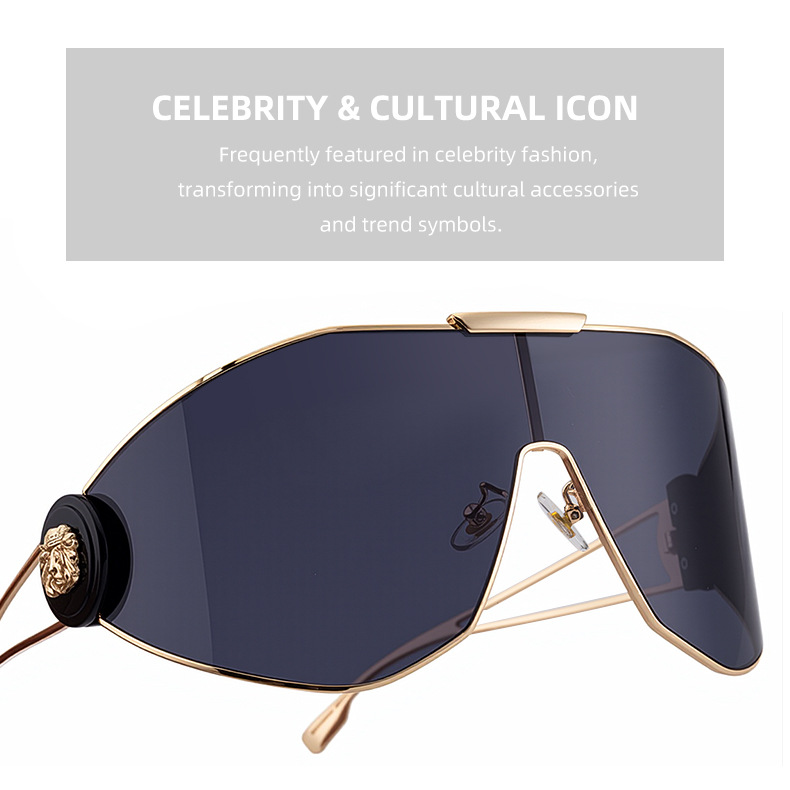 Women's integrated lens sunglasses — worn look
