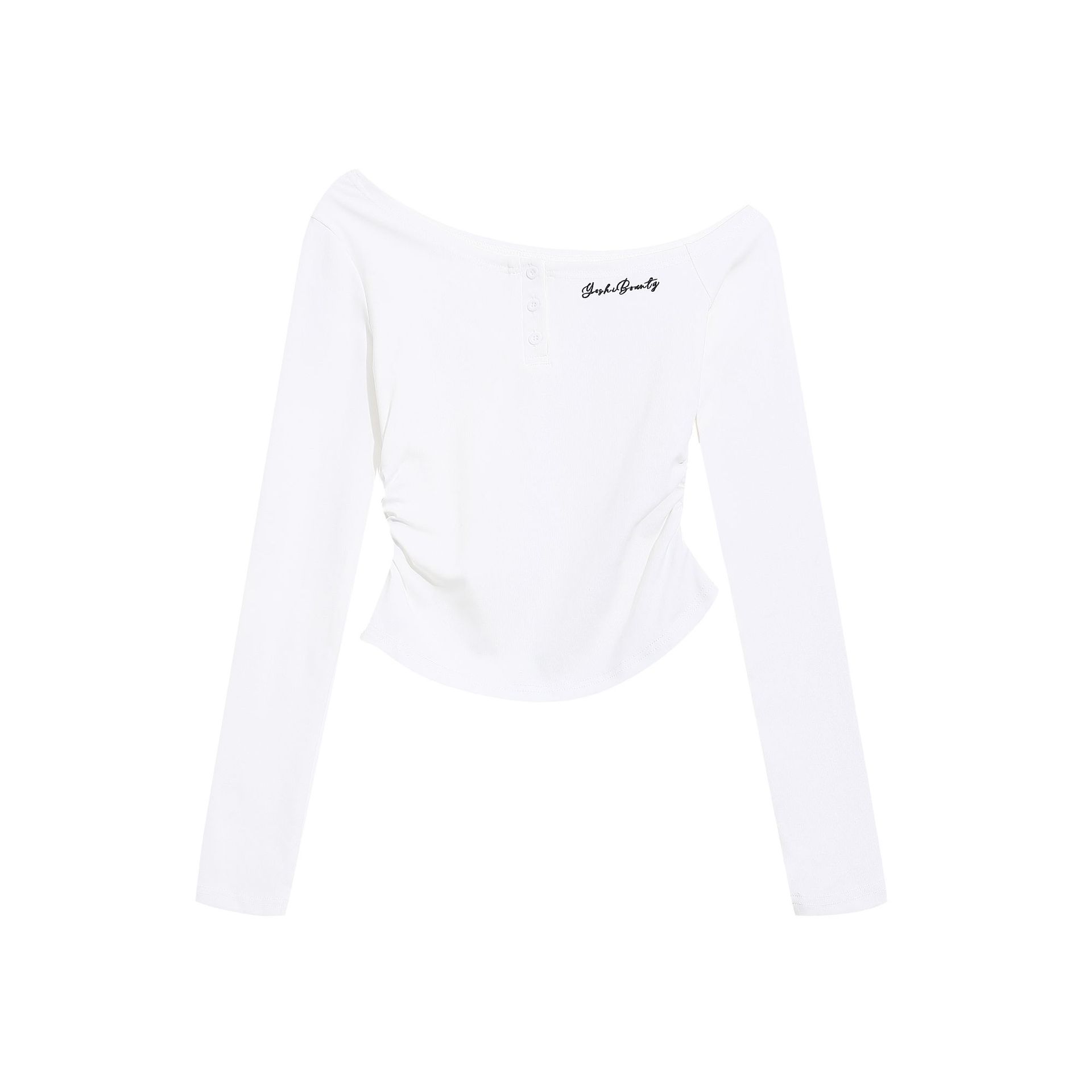 Butterfly Print Halter Neck Long Sleeve T-Shirt with Off-Shoulder Design, Fitted Cropped Top