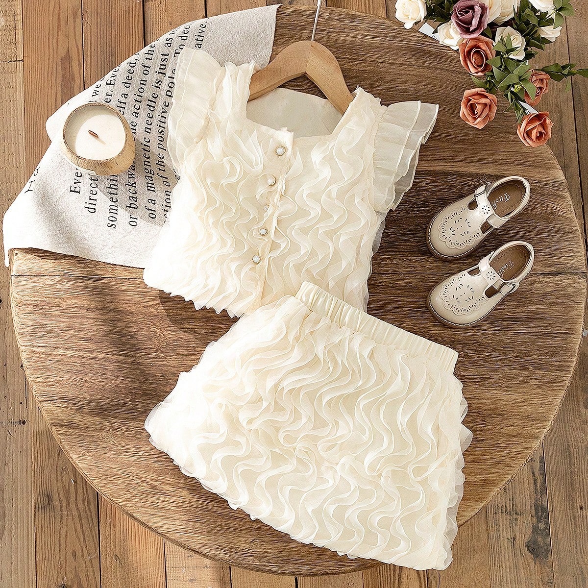 Mesh Wave Splicing Top Set