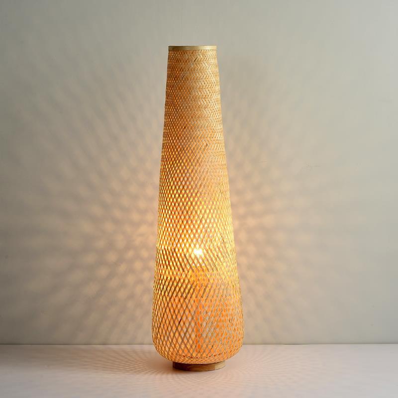 Japanese Floor Lamp for Guesthouse Bedroom, Tatami Room, Tea Room, Retro Bamboo Weave Floor Lamp
