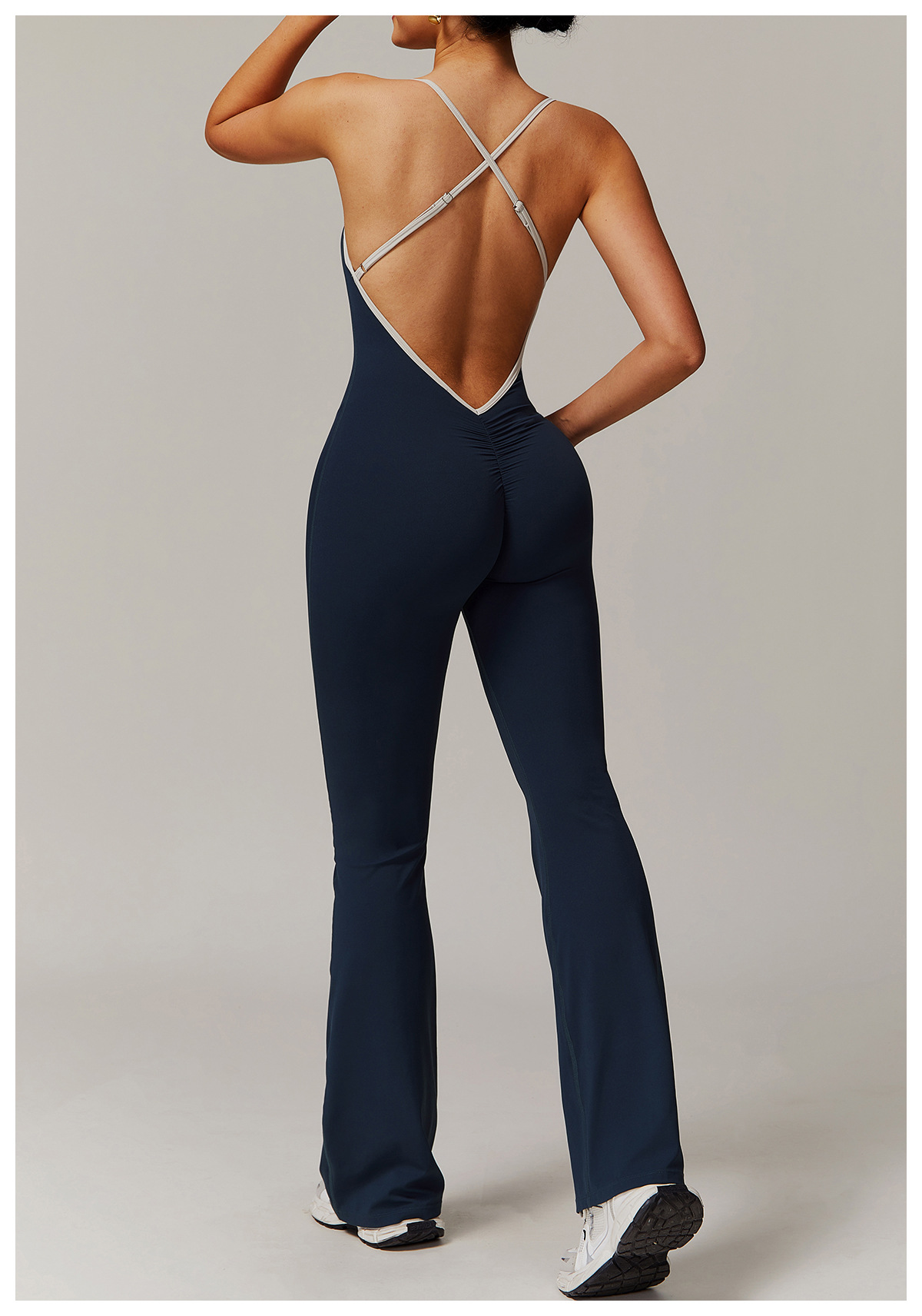 Women's Cross-Back Trumpet Jumpsuit – Caramel Brown Sport Fashion