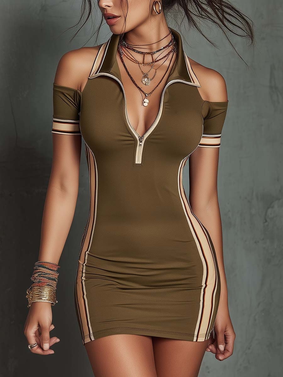 Women's Elastic Contrast Stripe Mini Dress – Styling Inspiration