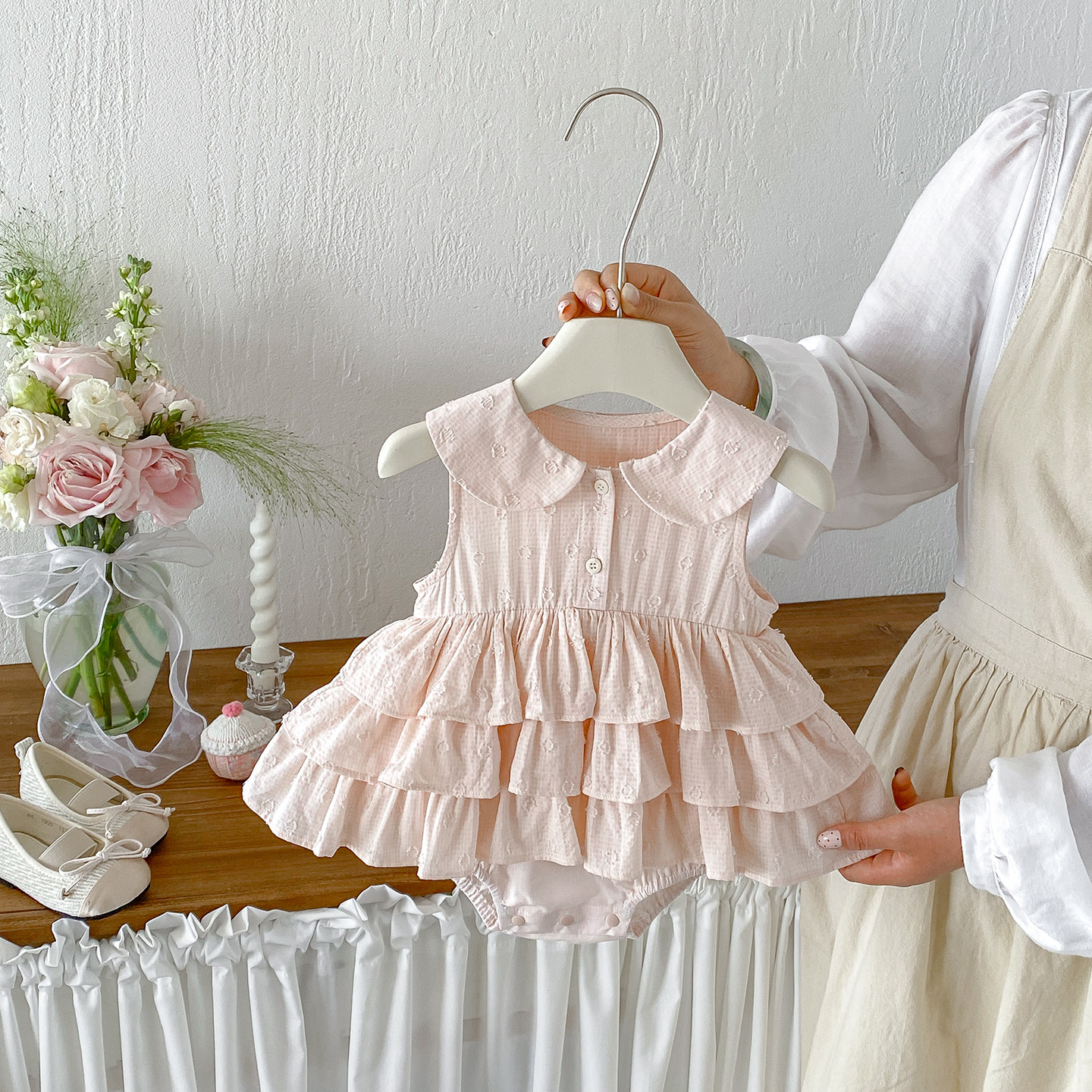 Summer New Style Infant and Toddler Simple Cute Bunny Ears Cotton Baby Dress, Sweet Sleeveless