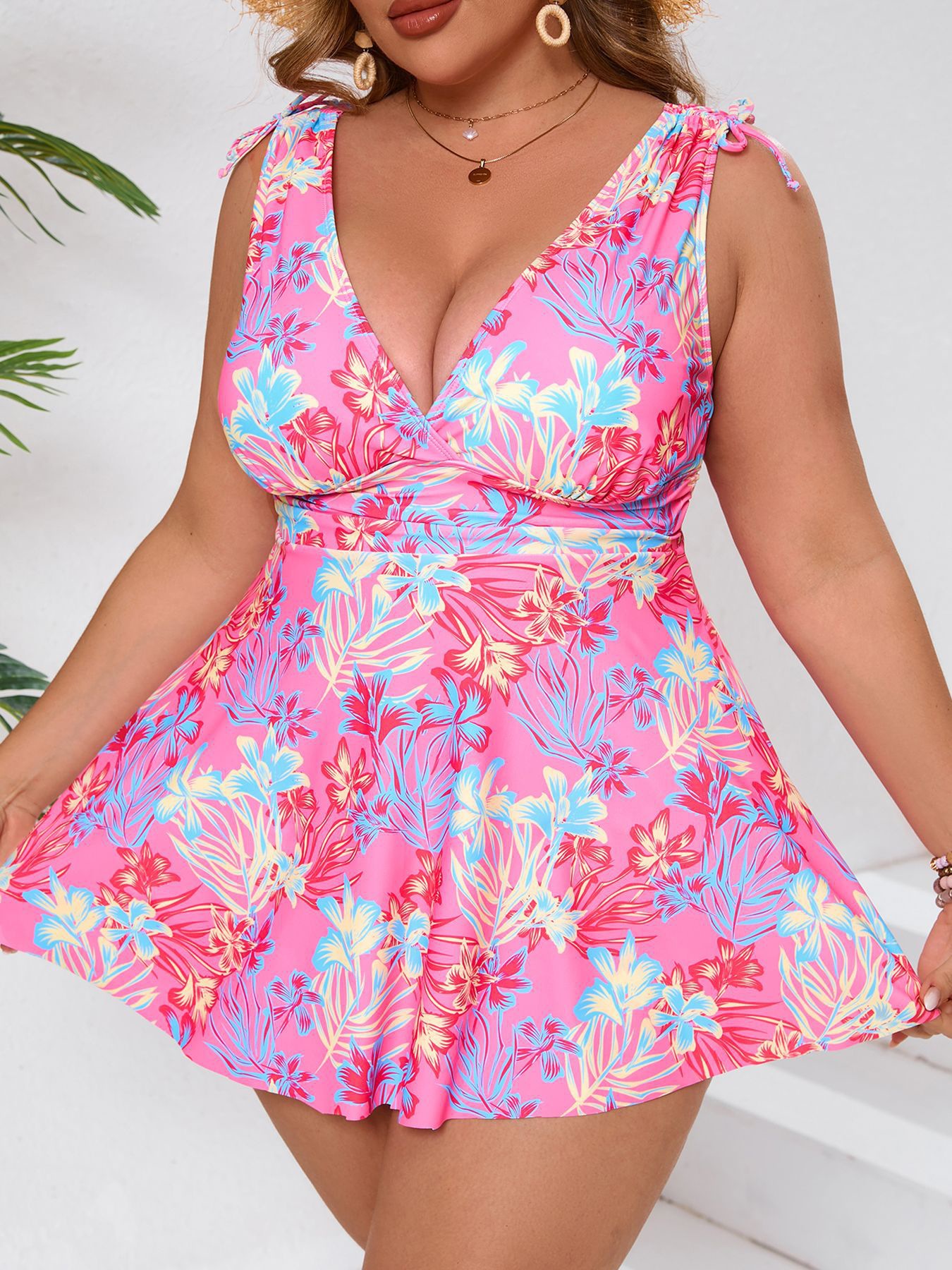 Ensemble maillot de bain 2 pièces style jupe grande taille