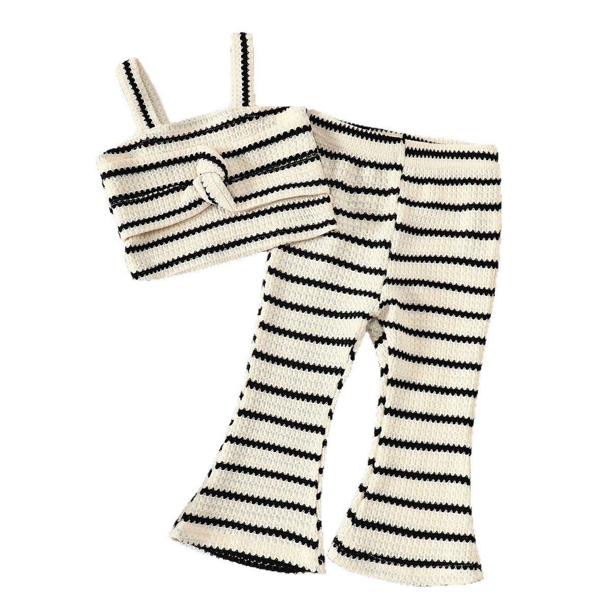 Striped camisole top high waisted slightly flared pants set